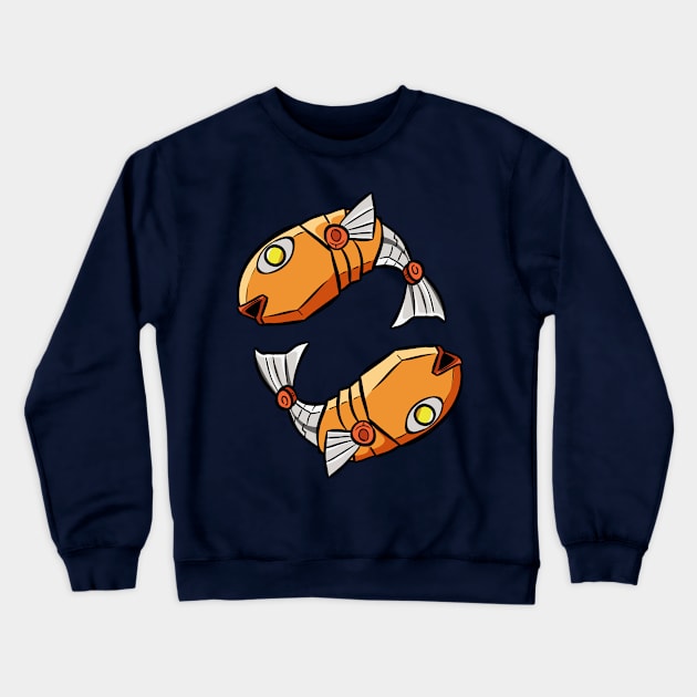 Pisces Robotic Zodiac Sign Crewneck Sweatshirt by wtama